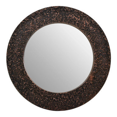 Akola Copper Finish Round Wall Mirror