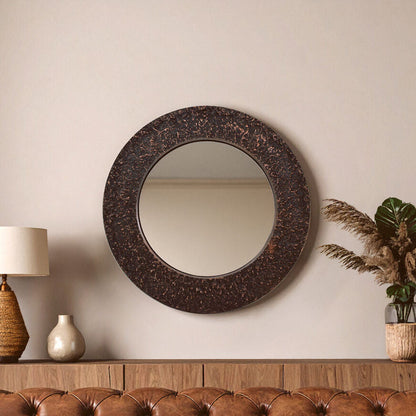 Akola Copper Finish Round Wall Mirror