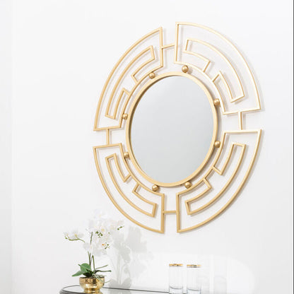 Jalal Gold Finish Round Wall Mirror