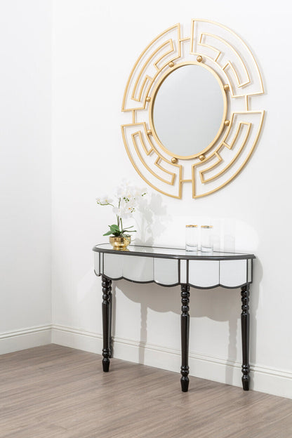Jalal Gold Finish Round Wall Mirror