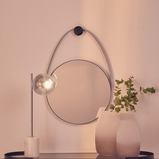Trento Black Frame Hanging Loop Wall Mirror