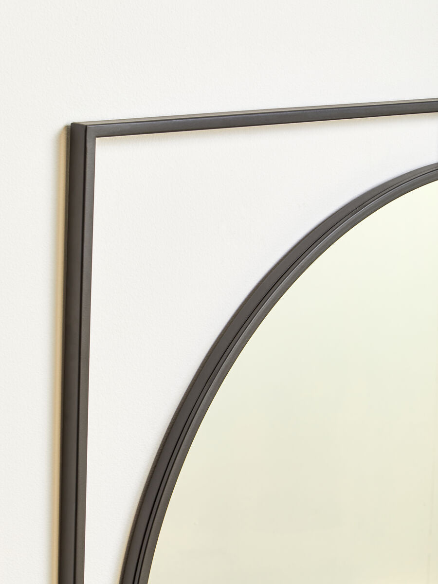 Large Square Black Metal Frame Round Insert Wall Mirror | Trento