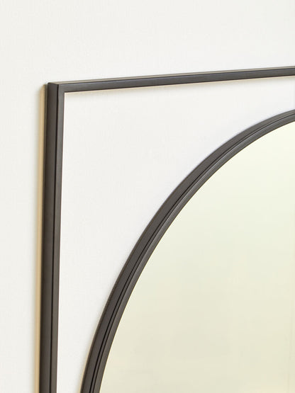 Large Square Black Metal Frame Round Insert Wall Mirror | Trento