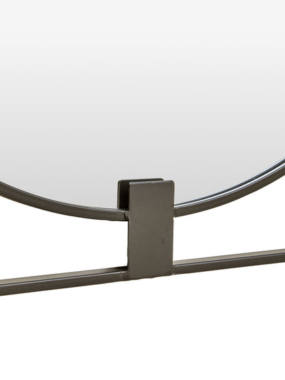 Large Square Black Metal Frame Round Insert Wall Mirror | Trento