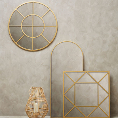 Descartes Gold Finish Round Wall Mirror