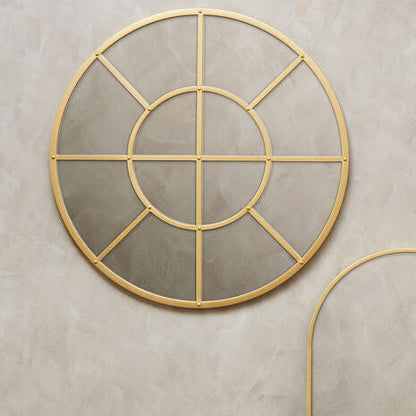 Descartes Gold Finish Round Wall Mirror