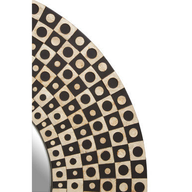 Palu Round Black Wall Mirror with Shell Inlay