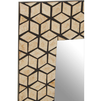 Palu Black Wall Mirror with Seashell Inlay