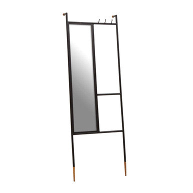 Nirav Black Floor Mirror with Coat Rack