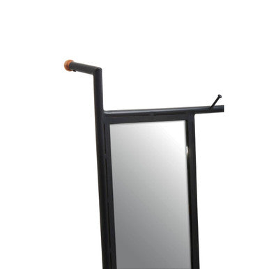 Nirav Black Floor Mirror with Coat Rack