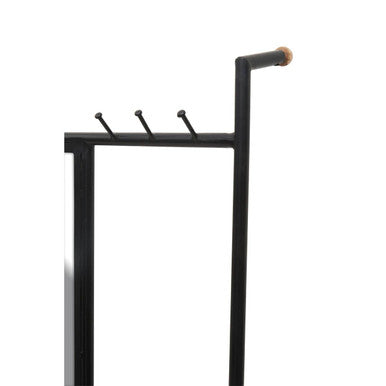 Nirav Black Floor Mirror with Coat Rack