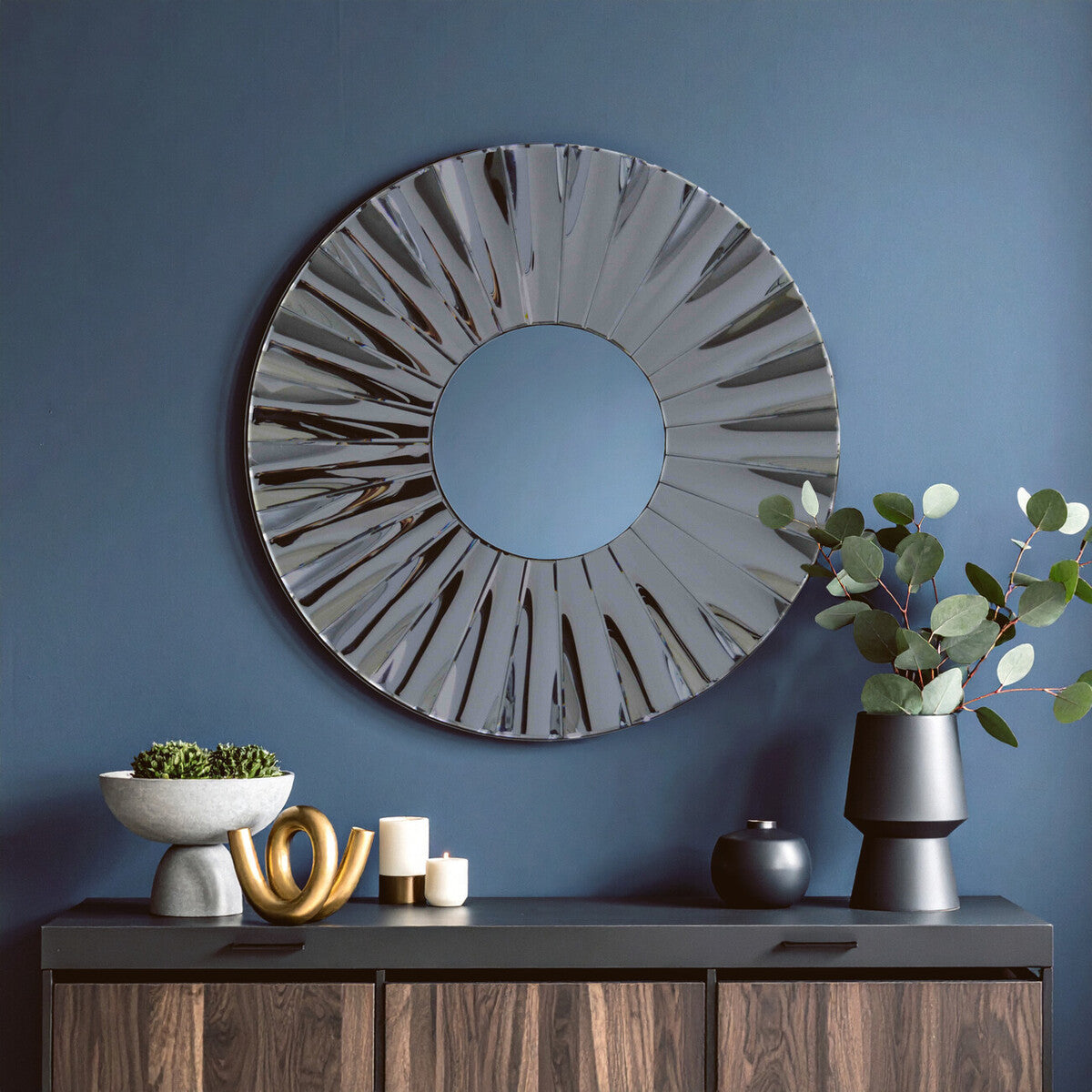 Round Grey Wall Mirror | Jade