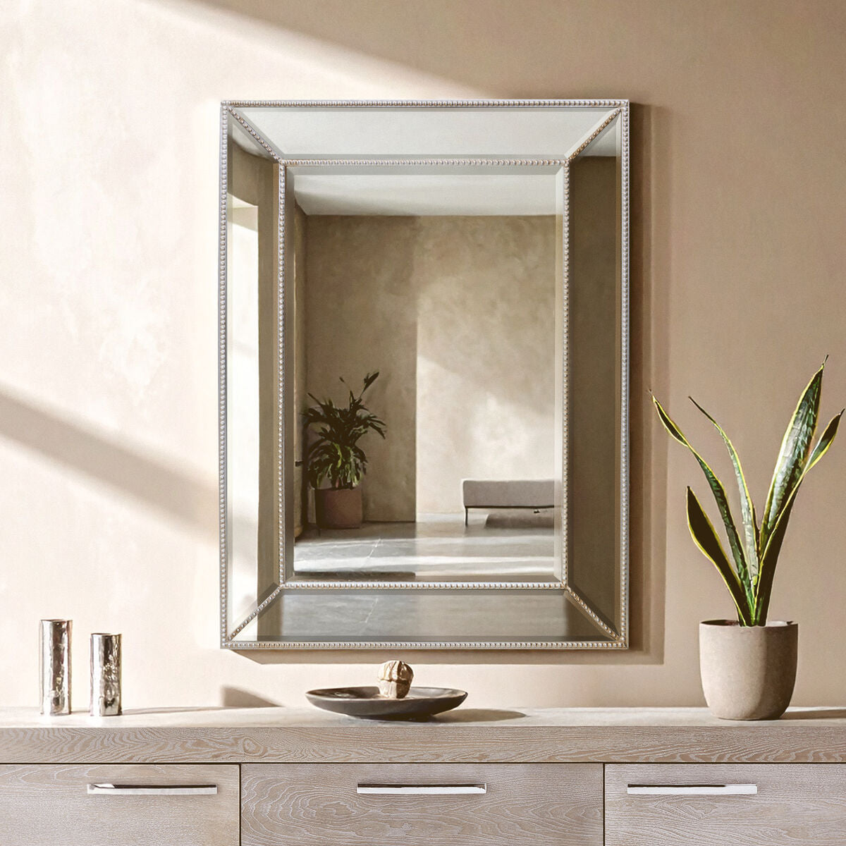Lapari Silver Finish Rectangular Wall Mirror