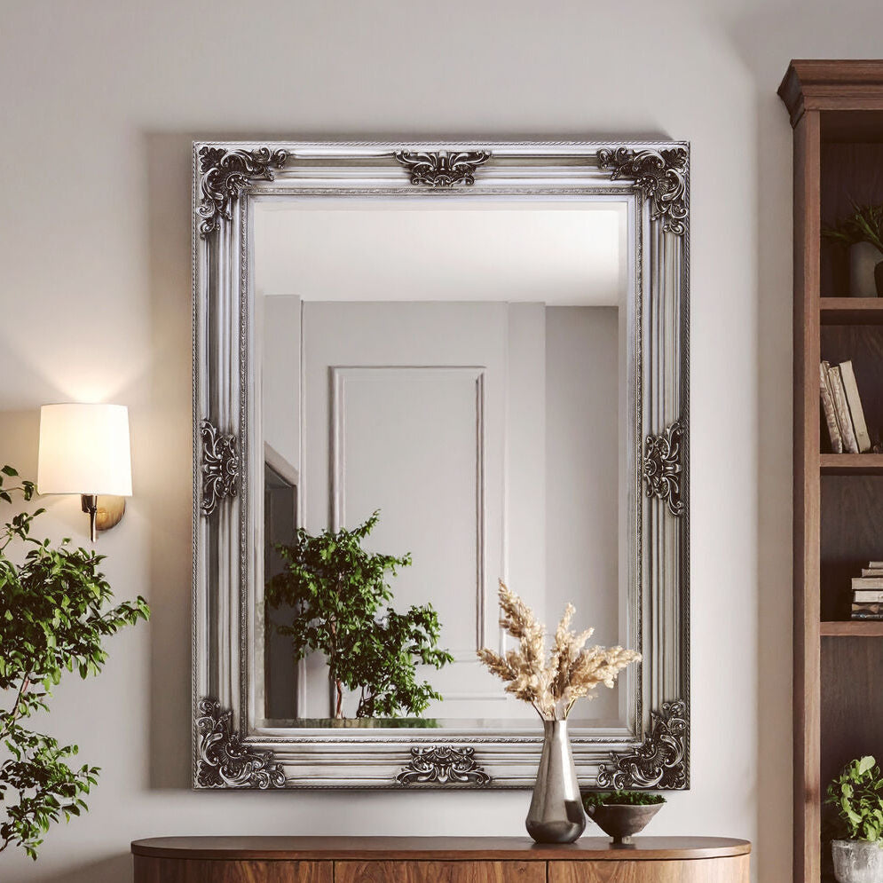 Lora Silver Wooden Frame Wall Mirror