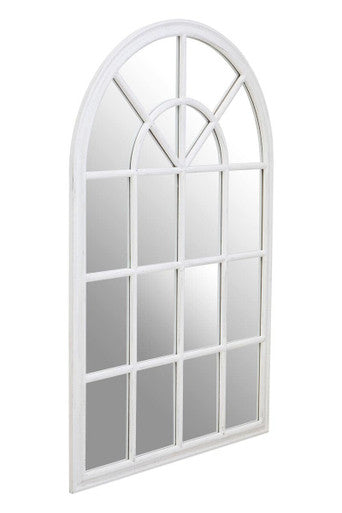Lovida White Arched Wooden Frame Wall Mirror