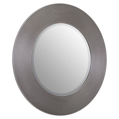 Dervio Grey Ribbed Round Wall Mirror