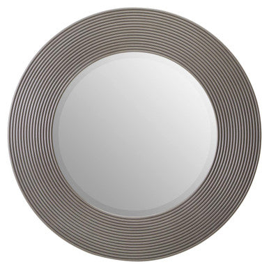 Dervio Grey Ribbed Round Wall Mirror