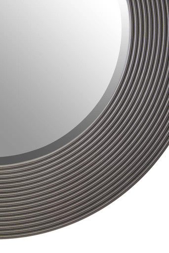 Dervio Grey Ribbed Round Wall Mirror
