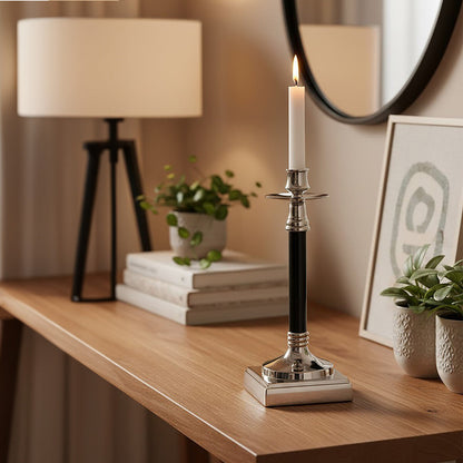 Nickel and Black Finish Candle Holder | Riya