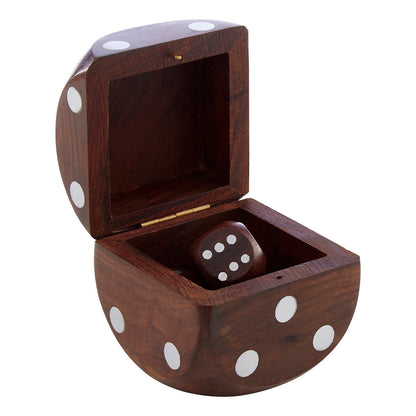 Sheesham Wood Dice Box with 5 Dice | Churchill Games