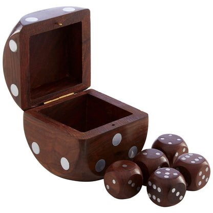 Sheesham Wood Dice Box with 5 Dice | Churchill Games