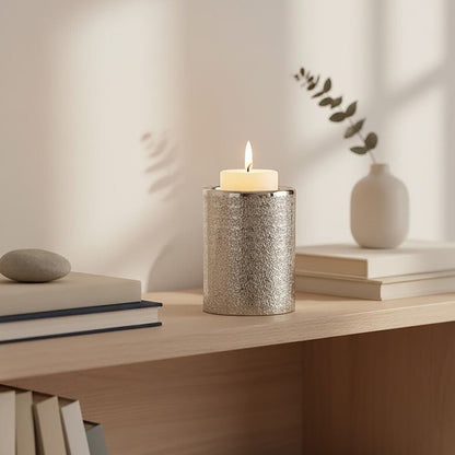 Silver Hammered Effect Small Candle Holder | Safia