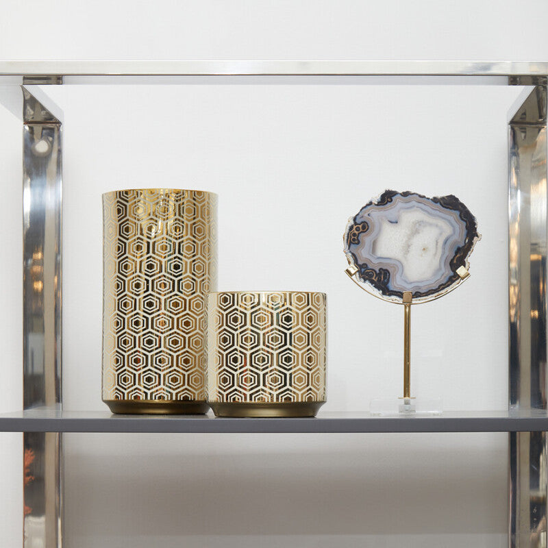 Hexa Large Gold and Cream Ceramic Vase