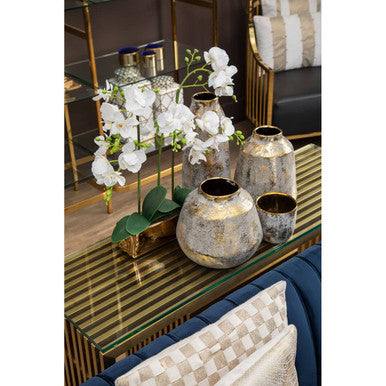 Orvena Medium Grey and Gold Ceramic Vase