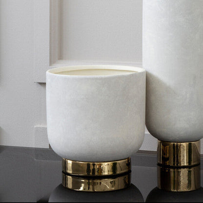 Callie White and Gold Large Ceramic Planter