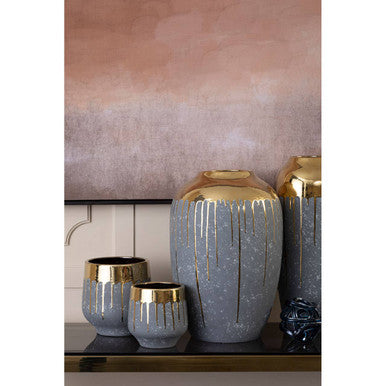 Cyrus Grey and Gold Large Vase