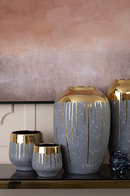 Cyrus Grey and Gold Large Vase