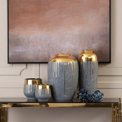 Cyrus Grey and Gold Large Vase