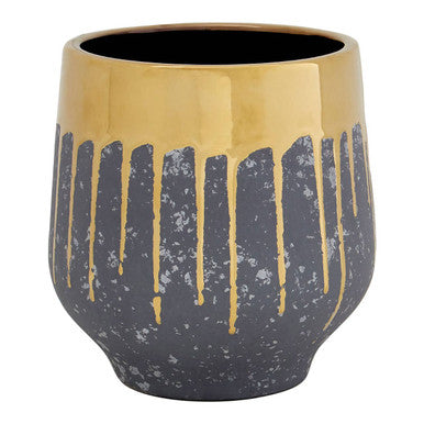 Cyrus Large Grey and Gold Finish Planter