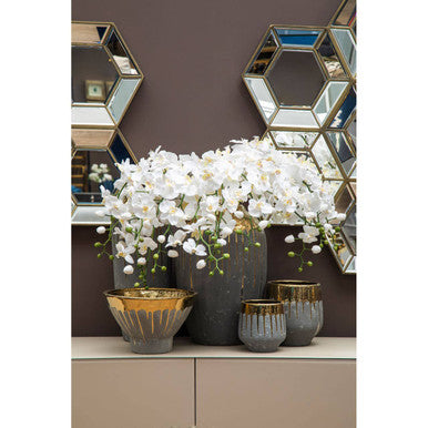 Cyrus Large Grey and Gold Finish Planter