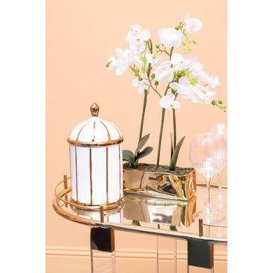 Coletta Medium White and Gold Ceramic Jar