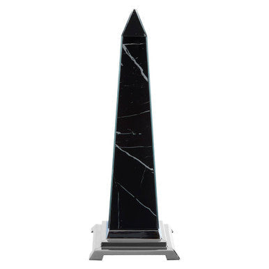 Renata Large Black Marble Design Obelisk Sculpture