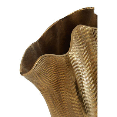 Estrella Large Gold Finish Fluted Vase
