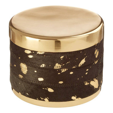 Bowerbird Large Gold And Black Hair on Leather Trinket Box