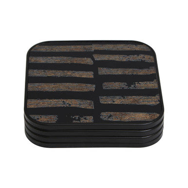 Celina Set Of Four Square Black and Gold Coasters