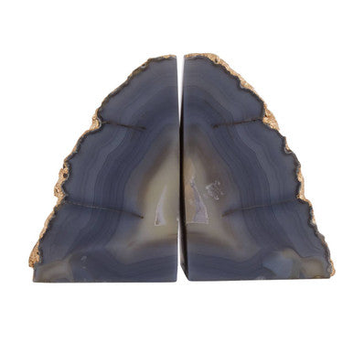 Bowerbird Agata Grey And Gold Bookends