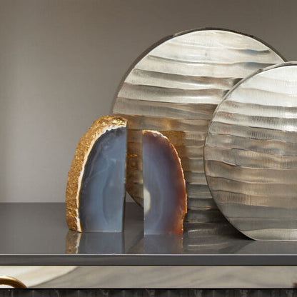 Bowerbird Agata Grey And Gold Bookends