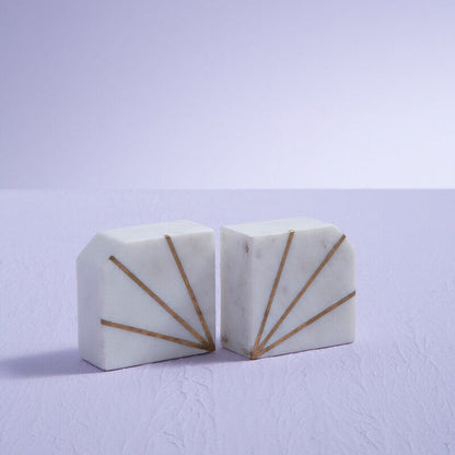 White Marble and Gold Bookends | Sena
