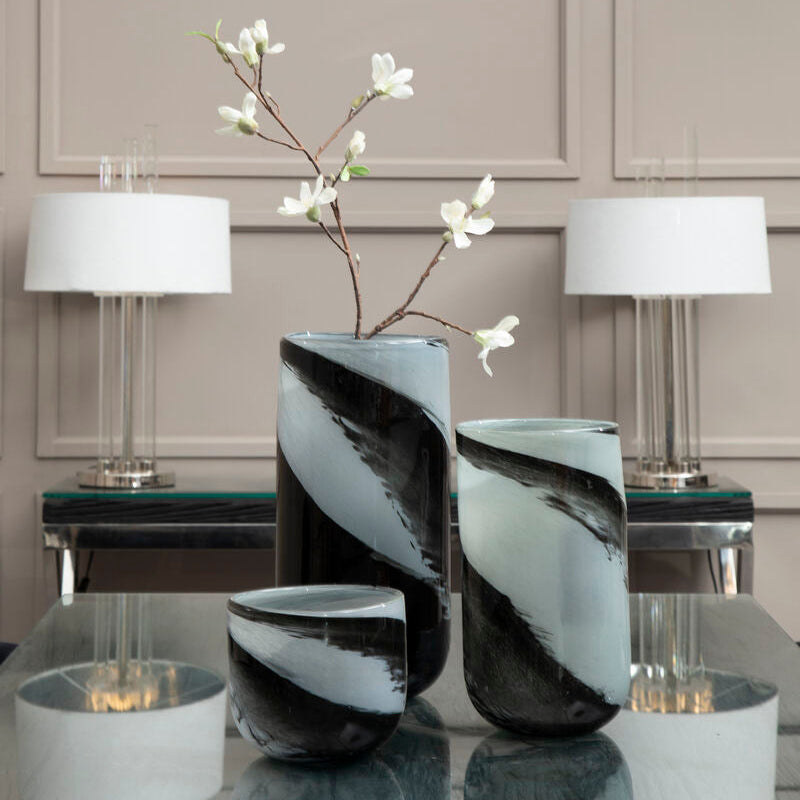 Carra Large Grey And Black Brushstroke Vase