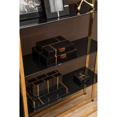 Odell Black and Gold Set of 3 Jars with Tray