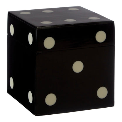 Churchill Games Black And White Dice Box With 5 Dice