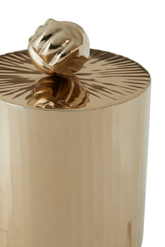 Amreli Vertical Textured Metallic Gold Finish Small Trinket Box