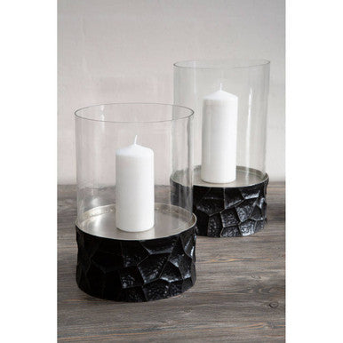 Black and Gold Large Hurricane Candle Holder | Akola