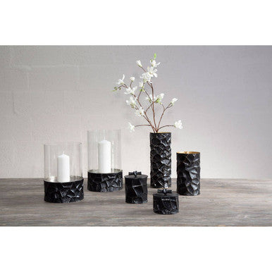 Black and Gold Large Hurricane Candle Holder | Akola