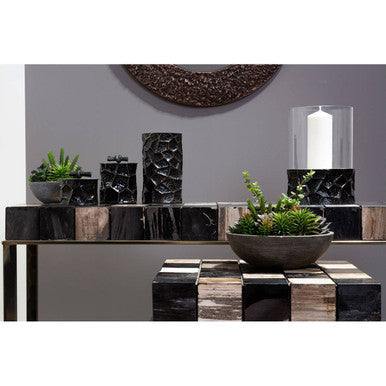 Black and Gold Large Hurricane Candle Holder | Akola