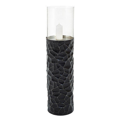Akola Black and Gold Large Floor Standing Hurricane Candle Holder